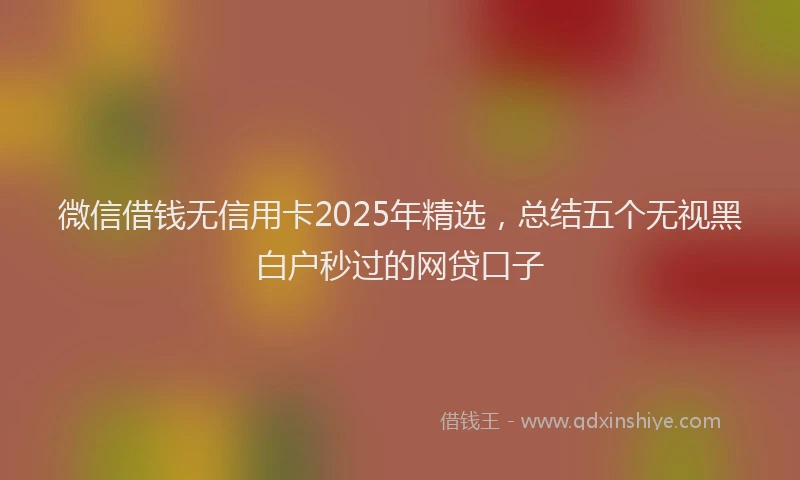 微信借钱无信用卡2025年精选，总结五个无视黑白户秒过的网贷口子