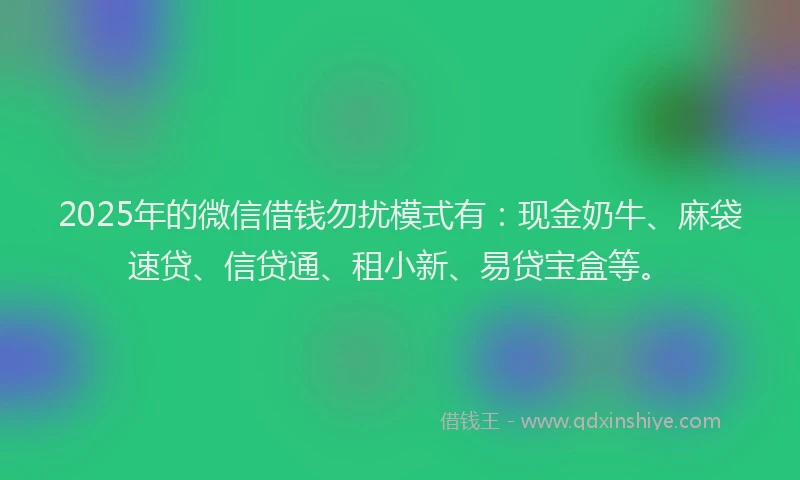 2025年的微信借钱勿扰模式有：现金奶牛、麻袋速贷、信贷通、租小新、易贷宝盒等。
