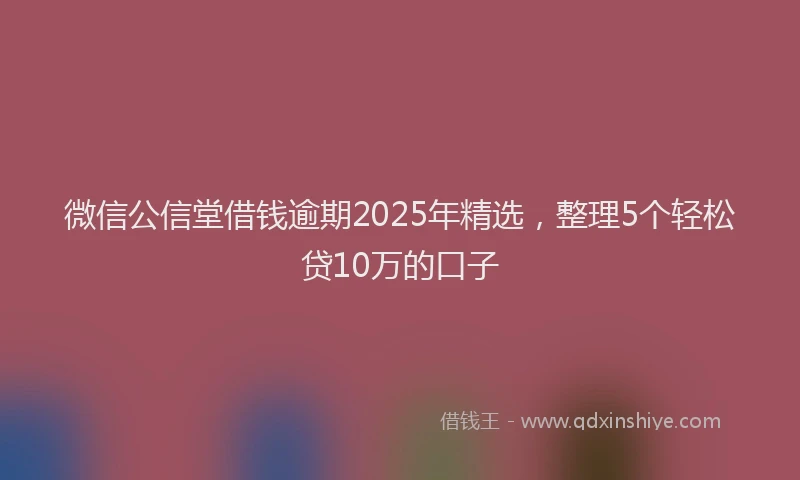 微信公信堂借钱逾期2025年精选，整理5个轻松贷10万的口子