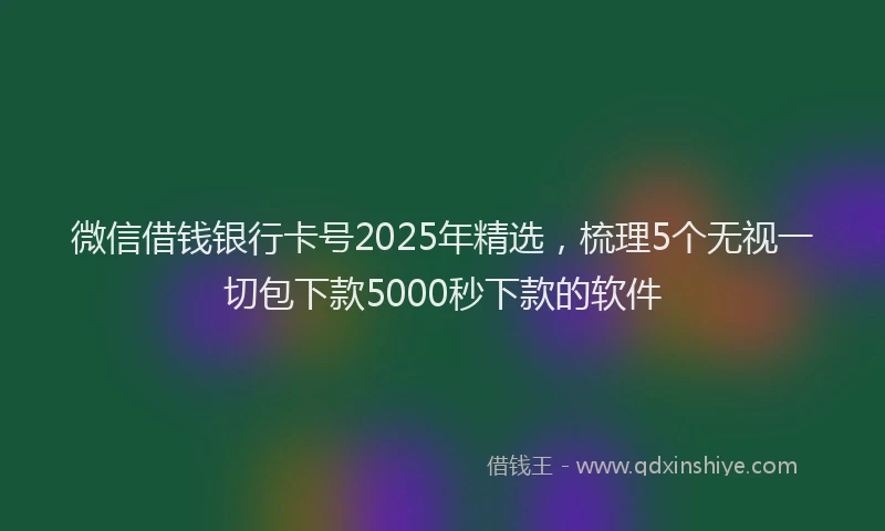 微信借钱银行卡号2025年精选，梳理5个无视一切包下款5000秒下款的软件
