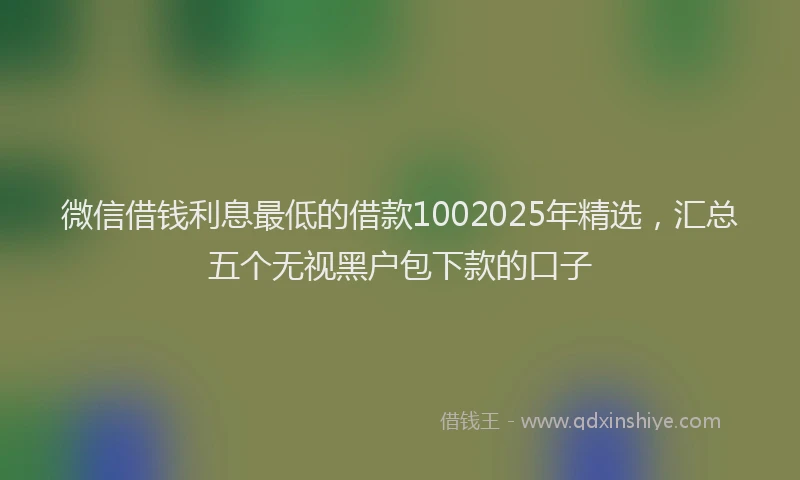 微信借钱利息最低的借款1002025年精选，汇总五个无视黑户包下款的口子