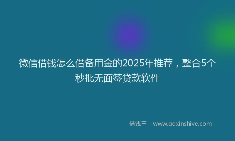 微信借钱怎么借备用金的2025年推荐，整合5个秒批无面签贷款软件