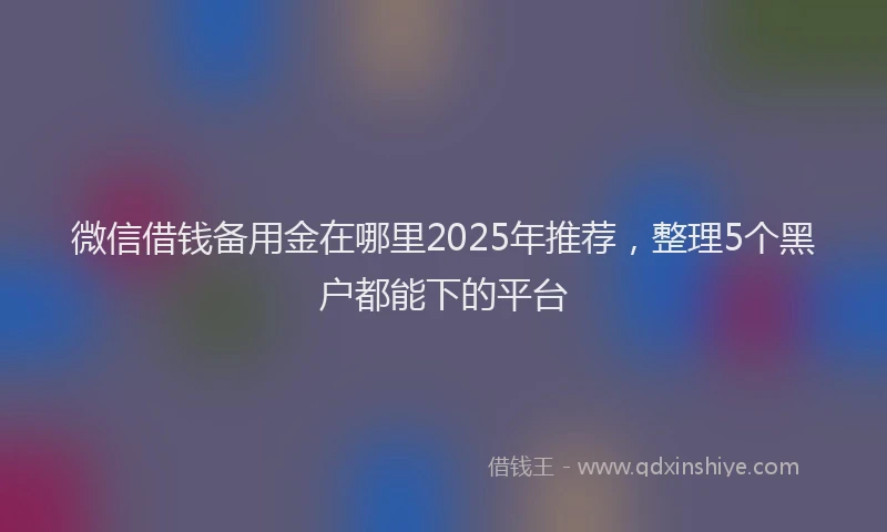 微信借钱备用金在哪里2025年推荐，整理5个黑户都能下的平台