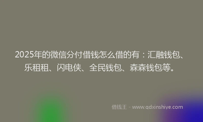 2025年的微信分付借钱怎么借的有：汇融钱包、乐租租、闪电侠、全民钱包、森森钱包等。