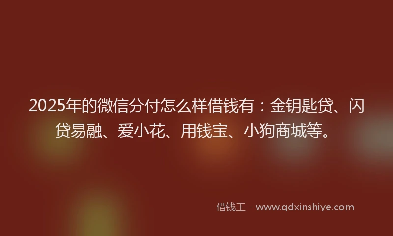 2025年的微信分付怎么样借钱有：金钥匙贷、闪贷易融、爱小花、用钱宝、小狗商城等。