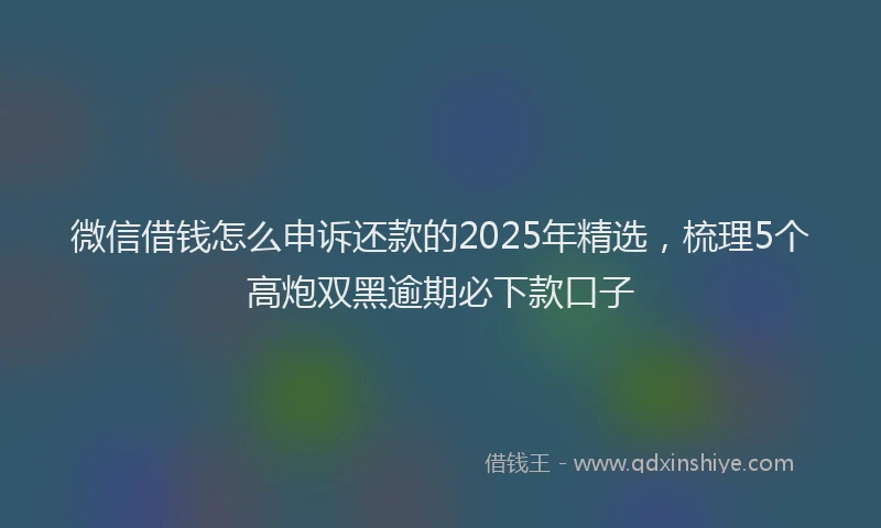 微信借钱怎么申诉还款的2025年精选，梳理5个高炮双黑逾期必下款口子