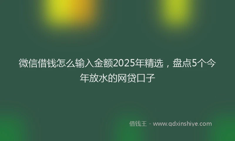 微信借钱怎么输入金额2025年精选，盘点5个今年放水的网贷口子