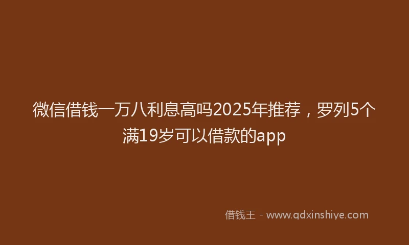 微信借钱一万八利息高吗2025年推荐，罗列5个满19岁可以借款的app