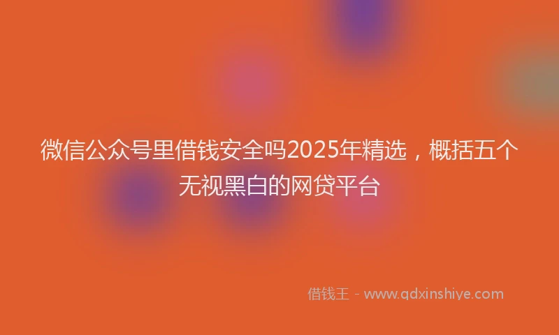微信公众号里借钱安全吗2025年精选，概括五个无视黑白的网贷平台