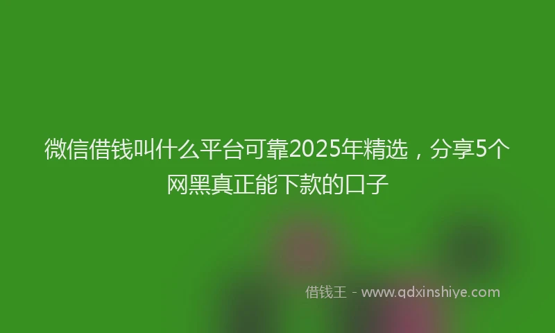 微信借钱叫什么平台可靠2025年精选，分享5个网黑真正能下款的口子