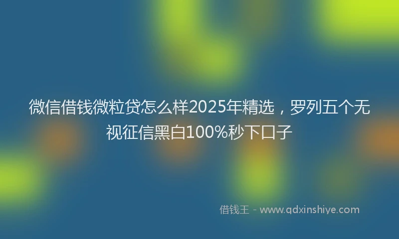 微信借钱微粒贷怎么样2025年精选，罗列五个无视征信黑白100%秒下口子