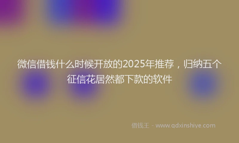 微信借钱什么时候开放的2025年推荐，归纳五个征信花居然都下款的软件