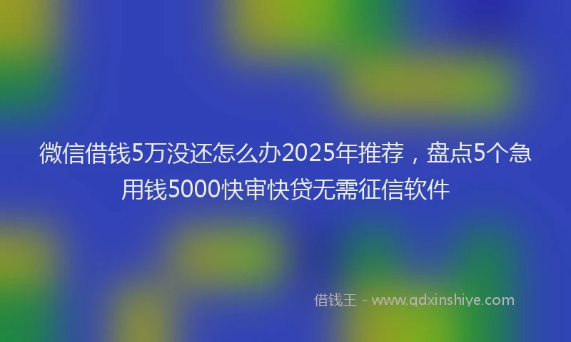 微信借钱5万没还怎么办2025年推荐，盘点5个急用钱5000快审快贷无需征信软件