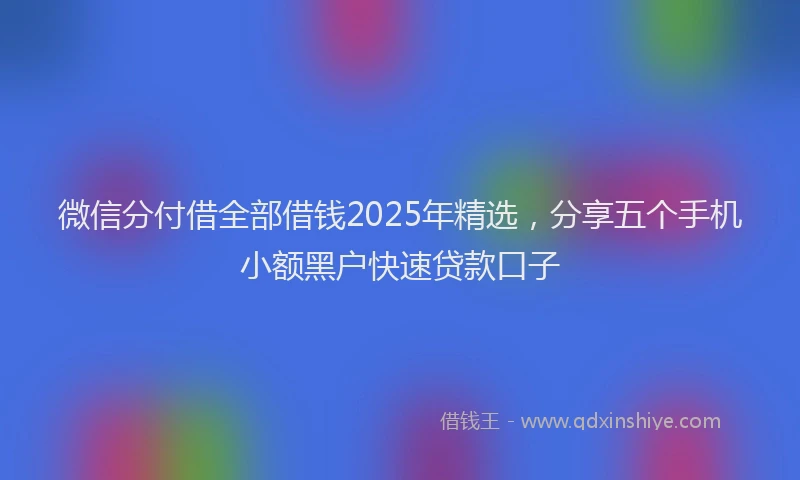 微信分付借全部借钱2025年精选，分享五个手机小额黑户快速贷款口子