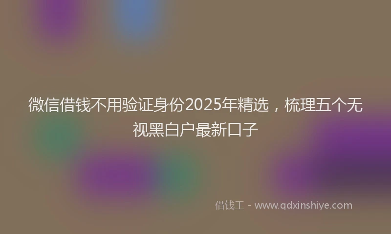 微信借钱不用验证身份2025年精选，梳理五个无视黑白户最新口子