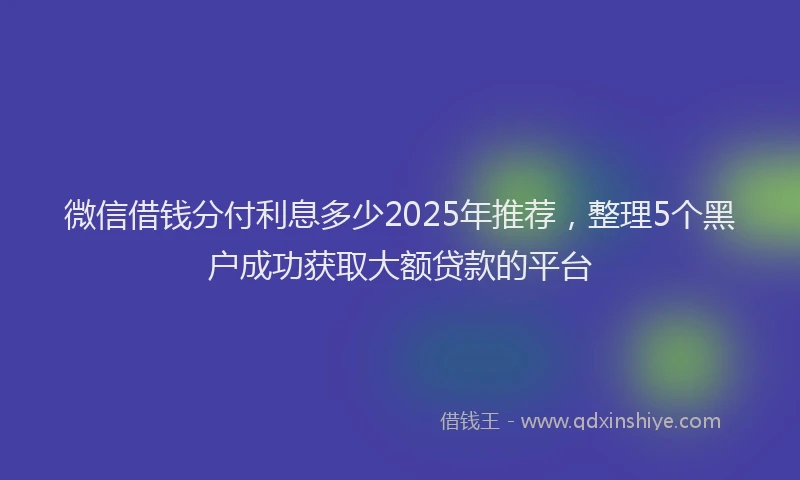 微信借钱分付利息多少2025年推荐，整理5个黑户成功获取大额贷款的平台