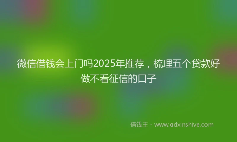 微信借钱会上门吗2025年推荐，梳理五个贷款好做不看征信的口子