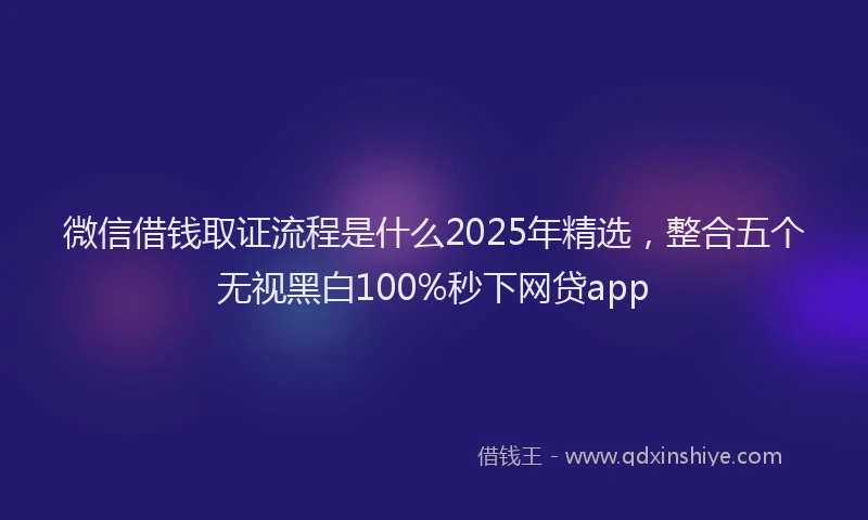 微信借钱取证流程是什么2025年精选，整合五个无视黑白100%秒下网贷app