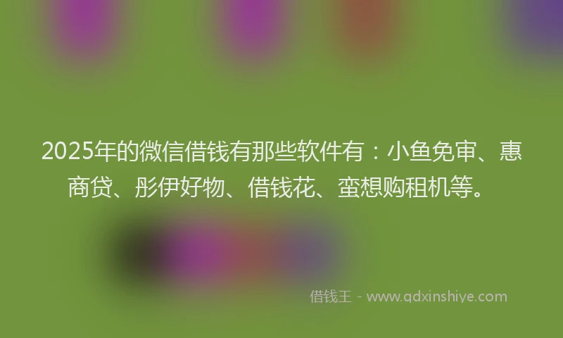 2025年的微信借钱有那些软件有：小鱼免审、惠商贷、彤伊好物、借钱花、蛮想购租机等。