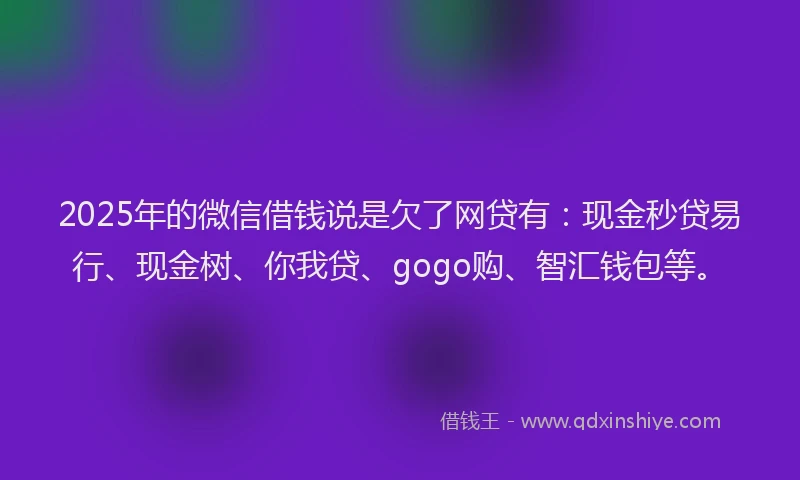 2025年的微信借钱说是欠了网贷有：现金秒贷易行、现金树、你我贷、gogo购、智汇钱包等。