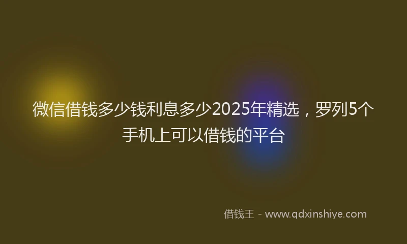 微信借钱多少钱利息多少2025年精选，罗列5个手机上可以借钱的平台
