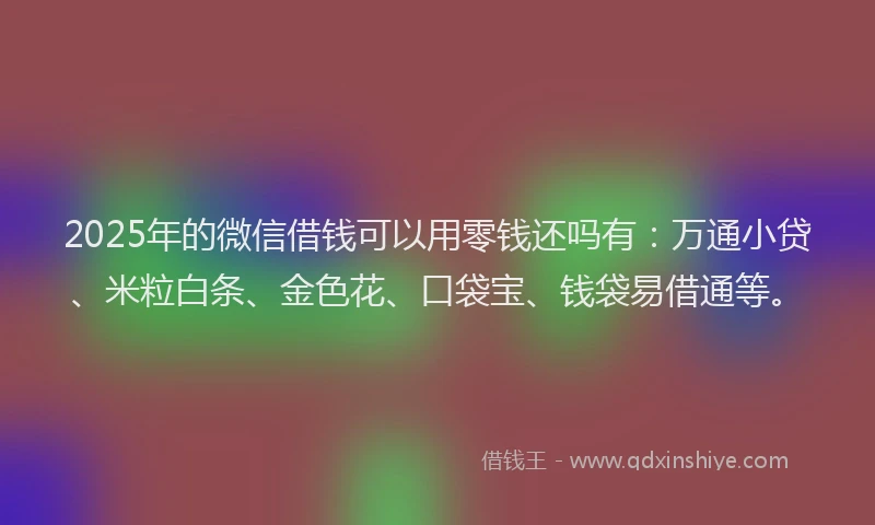 2025年的微信借钱可以用零钱还吗有：万通小贷、米粒白条、金色花、口袋宝、钱袋易借通等。