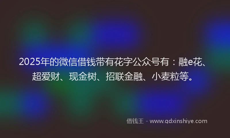 2025年的微信借钱带有花字公众号有：融e花、超爱财、现金树、招联金融、小麦粒等。