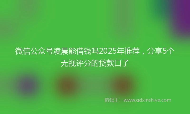微信公众号凌晨能借钱吗2025年推荐，分享5个无视评分的贷款口子