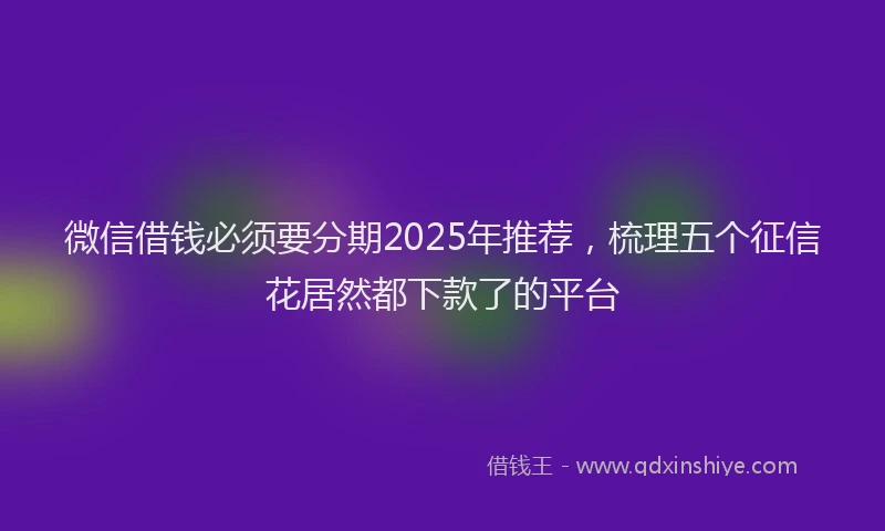 微信借钱必须要分期2025年推荐，梳理五个征信花居然都下款了的平台