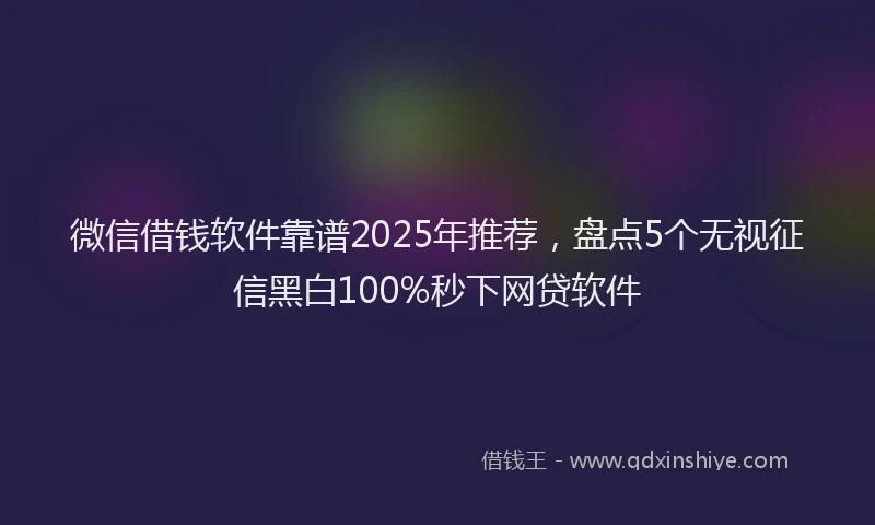 微信借钱软件靠谱2025年推荐，盘点5个无视征信黑白100%秒下网贷软件