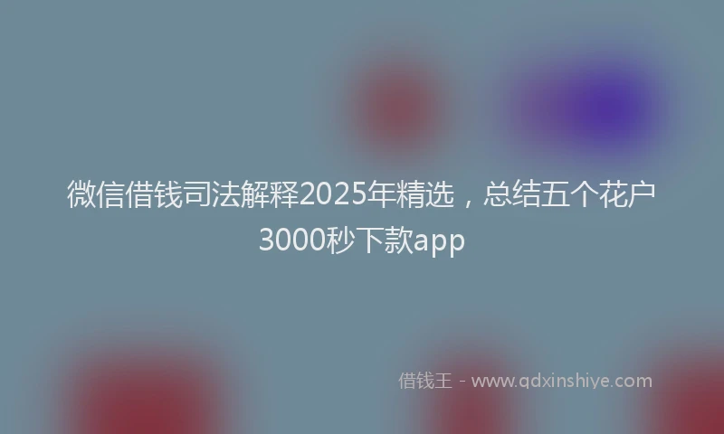 微信借钱司法解释2025年精选，总结五个花户3000秒下款app