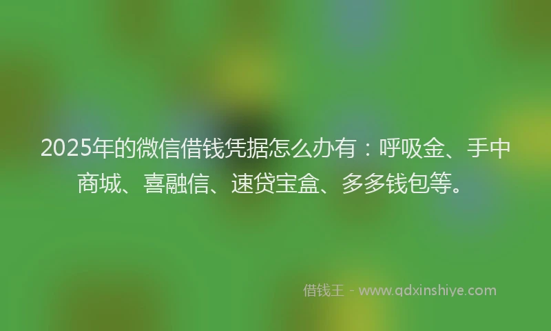 2025年的微信借钱凭据怎么办有：呼吸金、手中商城、喜融信、速贷宝盒、多多钱包等。