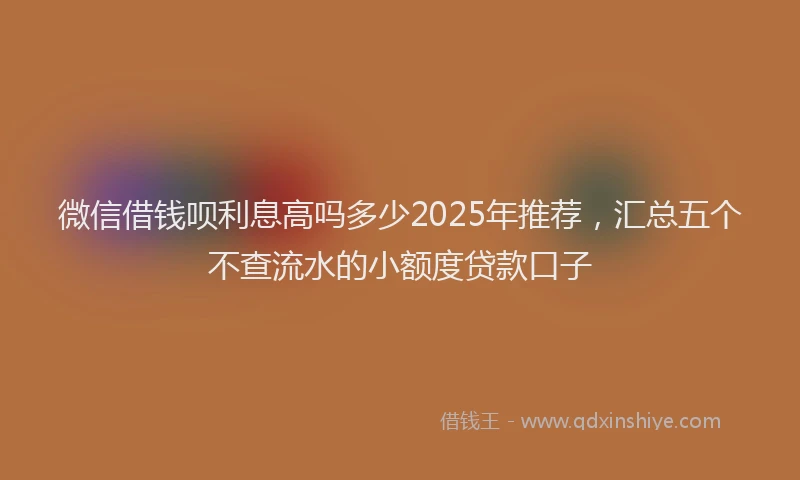 微信借钱呗利息高吗多少2025年推荐，汇总五个不查流水的小额度贷款口子