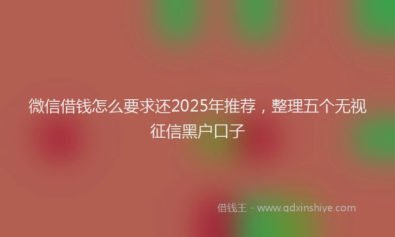 微信借钱怎么要求还2025年推荐，整理五个无视征信黑户口子