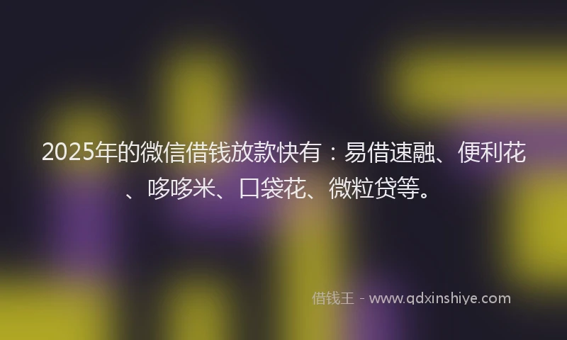 2025年的微信借钱放款快有：易借速融、便利花、哆哆米、口袋花、微粒贷等。