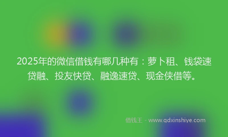 2025年的微信借钱有哪几种有：萝卜租、钱袋速贷融、投友快贷、融逸速贷、现金侠借等。