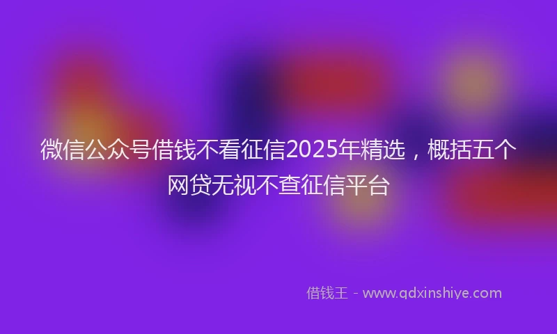 微信公众号借钱不看征信2025年精选，概括五个网贷无视不查征信平台