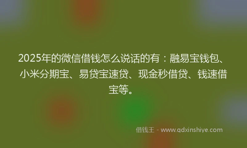 2025年的微信借钱怎么说话的有：融易宝钱包、小米分期宝、易贷宝速贷、现金秒借贷、钱速借宝等。