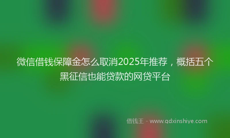 微信借钱保障金怎么取消2025年推荐，概括五个黑征信也能贷款的网贷平台