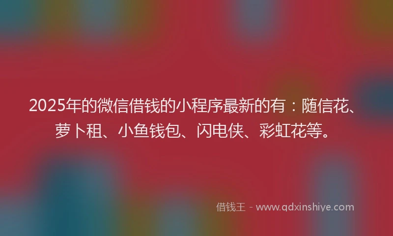 2025年的微信借钱的小程序最新的有：随信花、萝卜租、小鱼钱包、闪电侠、彩虹花等。
