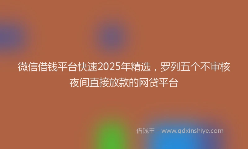 微信借钱平台快速2025年精选，罗列五个不审核夜间直接放款的网贷平台