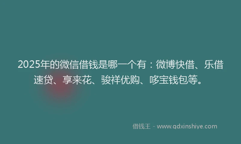 2025年的微信借钱是哪一个有：微博快借、乐借速贷、享来花、骏祥优购、哆宝钱包等。