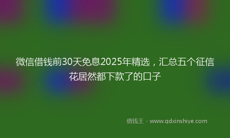 微信借钱前30天免息2025年精选，汇总五个征信花居然都下款了的口子