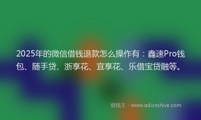 2025年的微信借钱退款怎么操作有：鑫速Pro钱包、随手贷、浙享花、宜享花、乐借宝贷融等。