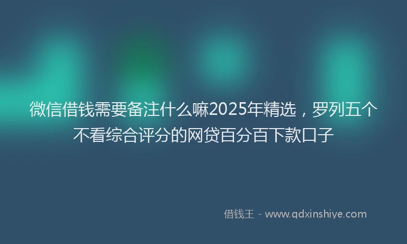 微信借钱需要备注什么嘛2025年精选，罗列五个不看综合评分的网贷百分百下款口子