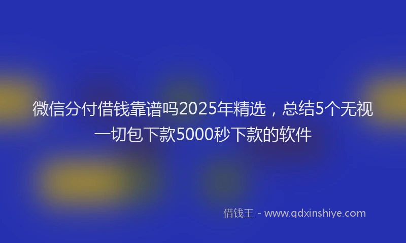 微信分付借钱靠谱吗2025年精选，总结5个无视一切包下款5000秒下款的软件