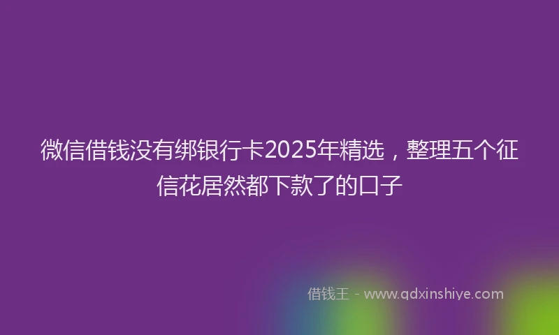 微信借钱没有绑银行卡2025年精选，整理五个征信花居然都下款了的口子