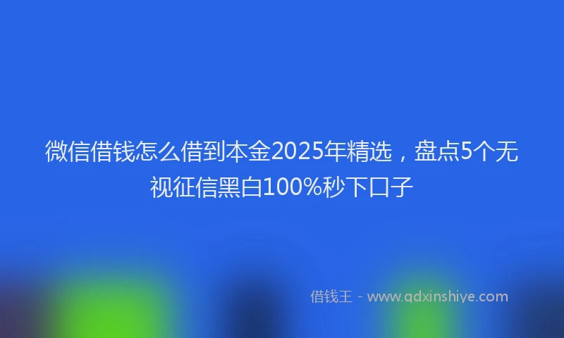 微信借钱怎么借到本金2025年精选，盘点5个无视征信黑白100%秒下口子