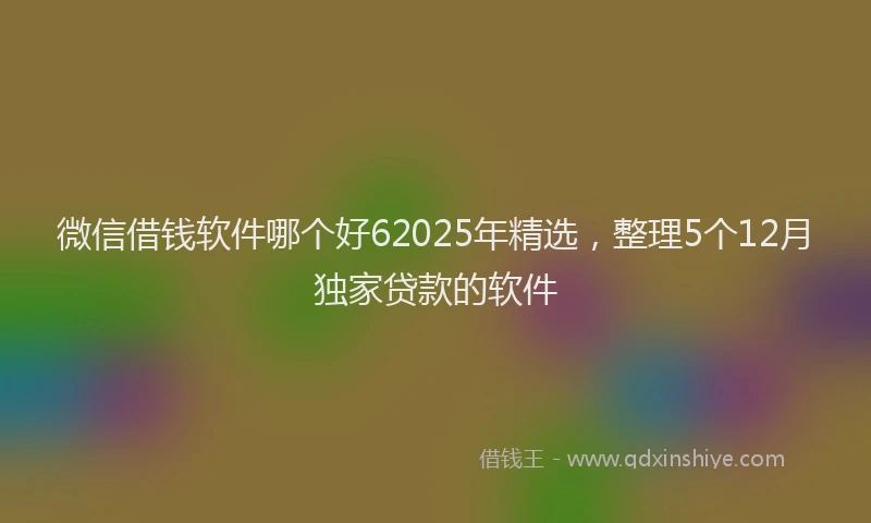 微信借钱软件哪个好62025年精选，整理5个12月独家贷款的软件