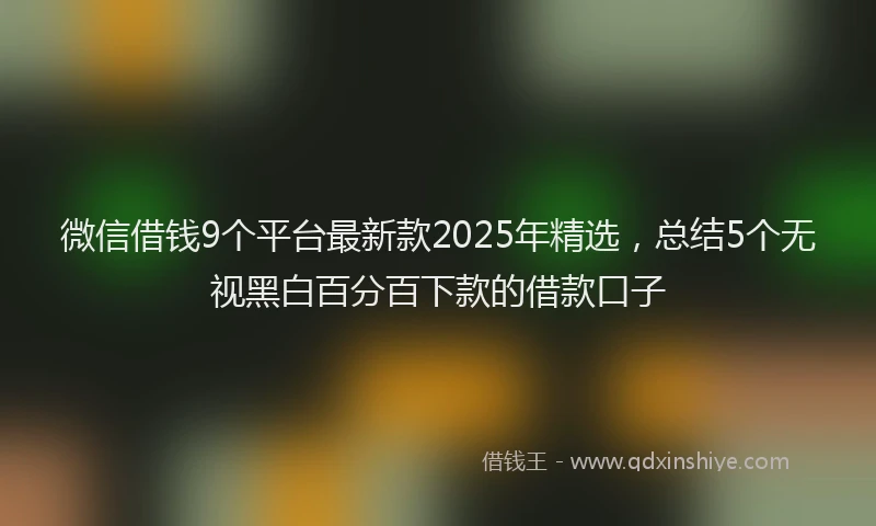 微信借钱9个平台最新款2025年精选，总结5个无视黑白百分百下款的借款口子